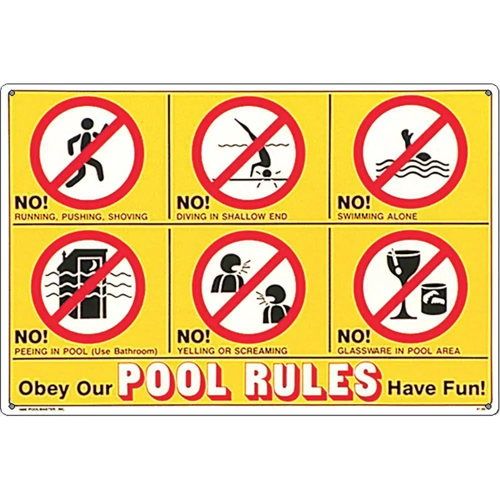 Poolmaster 41357 Icon Pool Rules Sign for Residential Pools