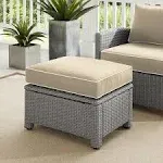 Crosley Bradenton Outdoor Gray Wicker Ottoman ,Sand