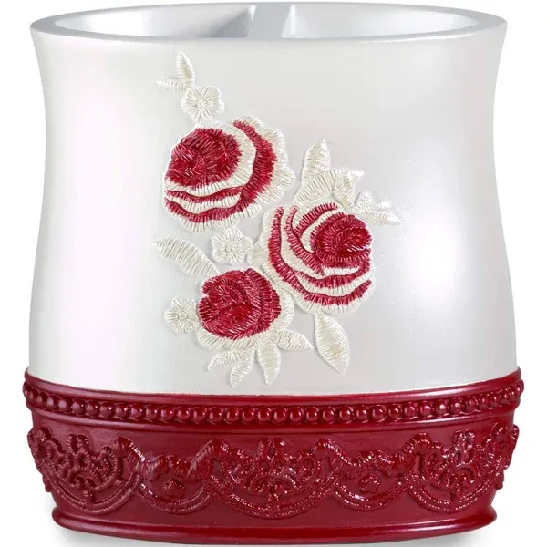 Popular Bath Blossom Rose, Tooth Brush Holder, Burgundy