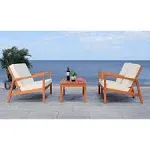 Shop Safavieh Larence 4-piece Outdoor Living Set In Beige