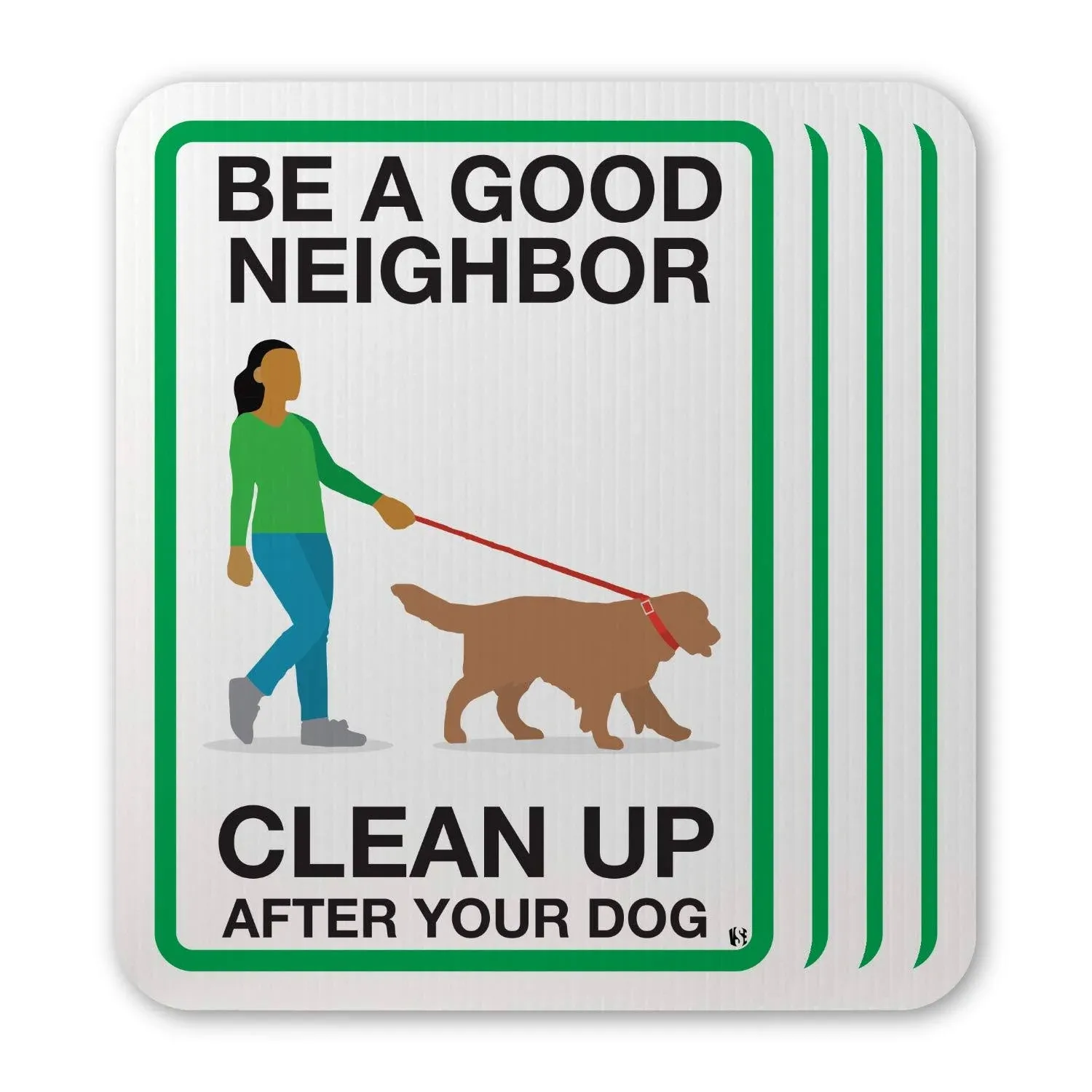 4 Pack 9x12 Clean Up After Your Dog Be A Good Neighbor Lawn Signs with H-Stakes