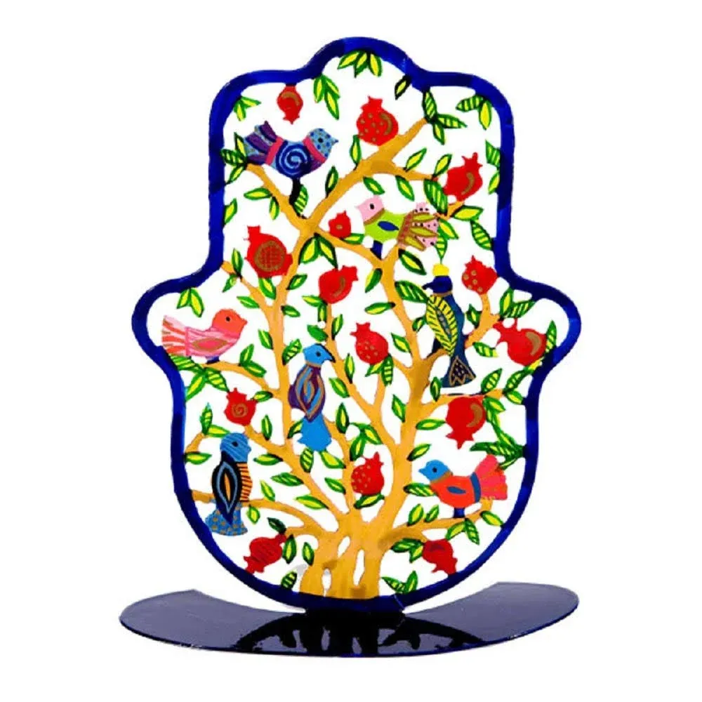 Free Standing Large Hamsa with Pomegranates by Yair Emanuel Judaica