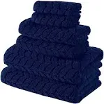 BAGNO MILANO 100% Turkish Cotton Jacquard Luxury Towel Set – Quick Dry Non-GMO Ultra-Soft, Plush and Absorbent Luxury Durable Turkish Towels Set (Navy Blue, 4 Pcs Hand Towel Set)