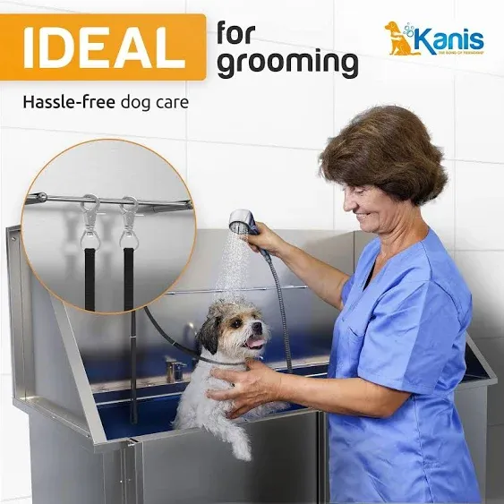 Kanis Professional Stainless Steel Dog Bathing Station - Dog Grooming Tub w/Ramp, Storage Drawer, Floor Grate & Faucet/Dog Bathtub for Large, Medium