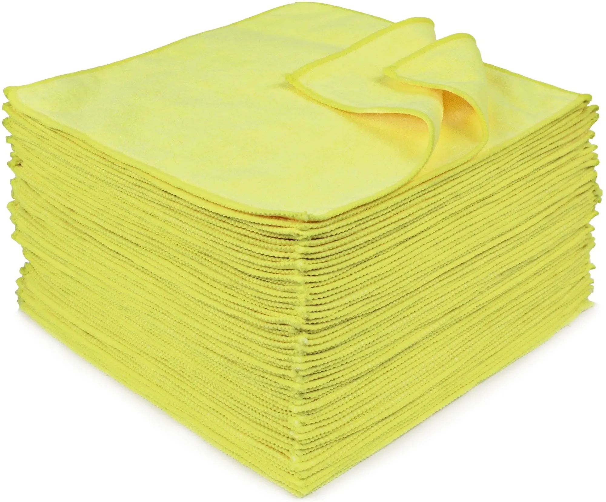 Eurow Microfiber 12 X 12In 300 GSM Cleaning Towels Yellow - 50 Pack