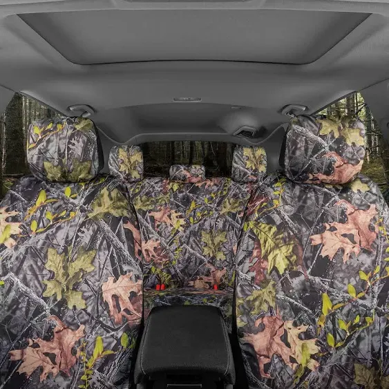 BDK Camo Car Seat Covers Full Set with Floor Mats – Complete Interior Protection Set, Realistic Green Forest Camouflage Pattern, Camoflauge Interior Accessories for Auto Truck Van & SUV