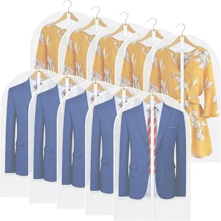 10 Pack 55" Long Dress Garment Bags for Hanging Clothes, Clothes Bags for Storage Hanging,Moth Proof Garment Bags,Garment Bags for Storage,Hanging Clothes Storage