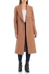 Avec Les Filles Women’s Double Breasted Tailored Wool Blend Coat with Peak Lapel