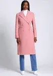 Womens Double-Breasted Structured Wool Coat