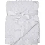 American Baby Company Heavenly Soft Chenille Receiving Blanket, 2 Layer Design with Minky Dot & Silky Satin, White, 30"