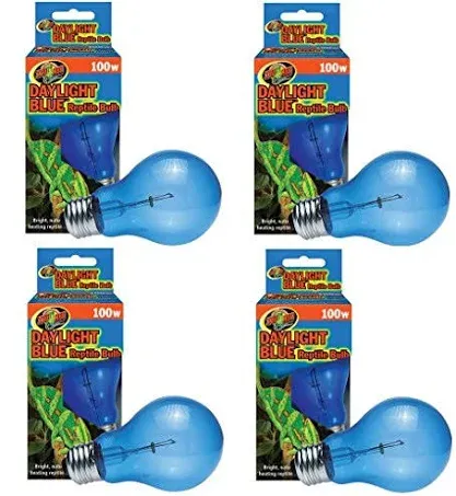 (4 Pack) Zoo Med Daylight Blue Reptile Bulbs - 100 Watt Each