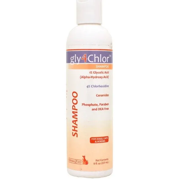 DermaZoo Gly4Chlor Shampoo For Dogs, Cats & Horses (8 oz)