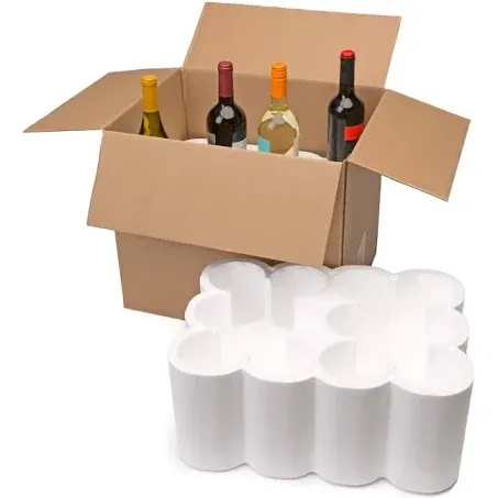 U-Haul Wine 12 Bottle Wine Shipping, Moving & Packing Kit - Includes a 18-1/8” x 13-7/8” x 15-1/2” Box & Styrofoam Inserts