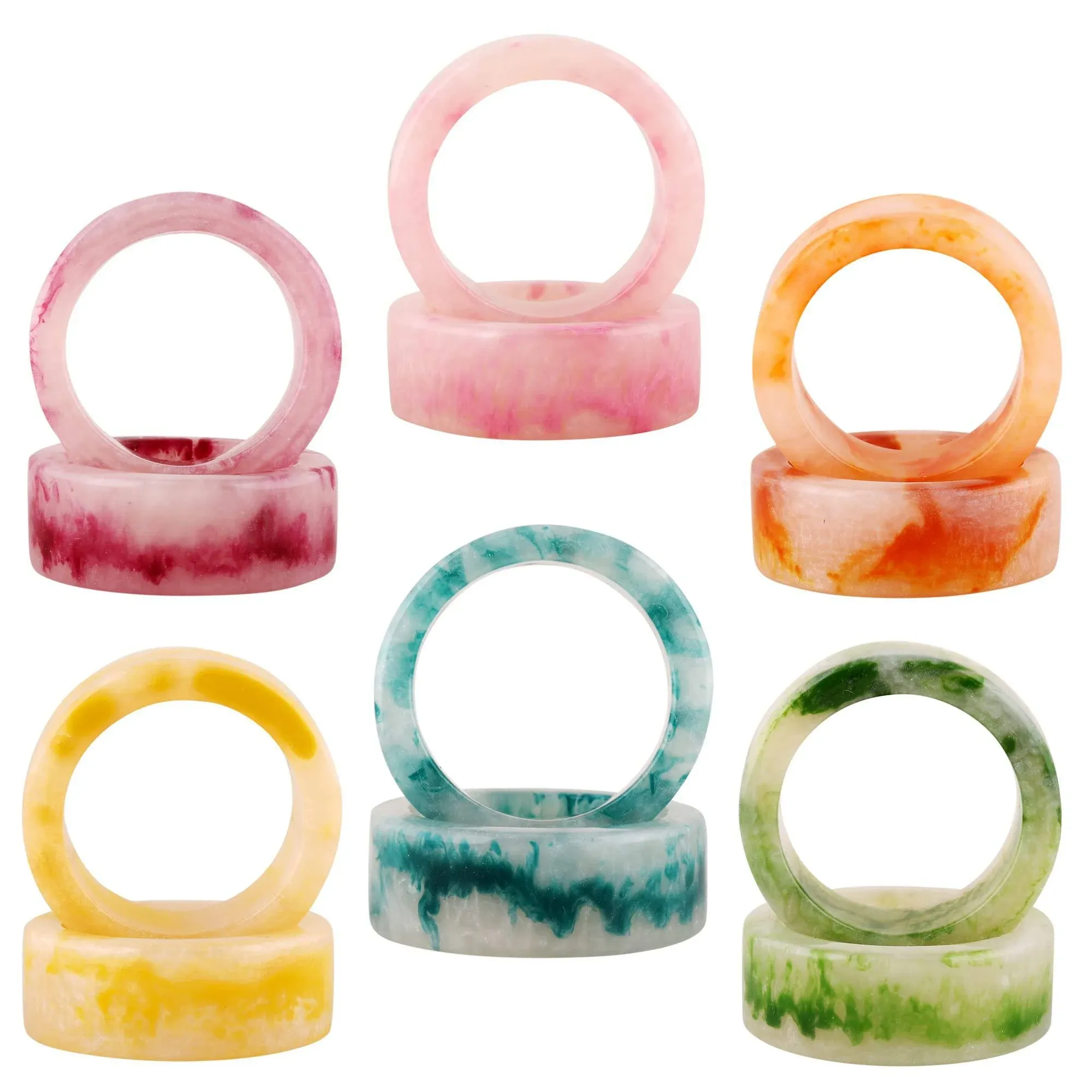 Napkin Rings Set of 12 Napkin Holders, Napkin Rings 2 x 2 x 1.7 - inch Pastel