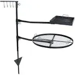 Sunnydaze Swiveling Dual-Grill Campfire Cooking Grate System - Includes 2 Height-Adjustable Grates and 1 Ground Stake