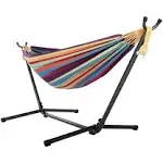 EZONE Two Person Hammock Adjustable Hammock Bed with Space Saving Steel Stand Portable Carrying Case Easy Set Up Indoor Hammock Standing Hammock for