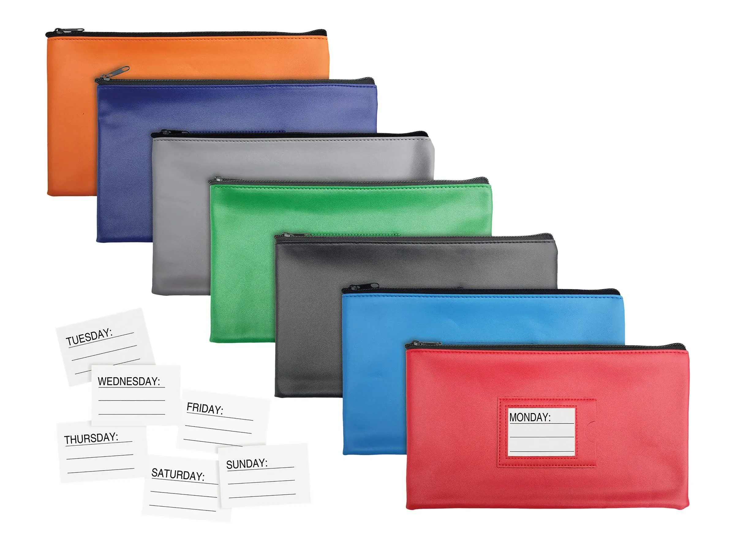 Better Office Security Bank Deposit Bags, 1-Compartment, Assorted Colors, 7/Pack (24007-7PK)