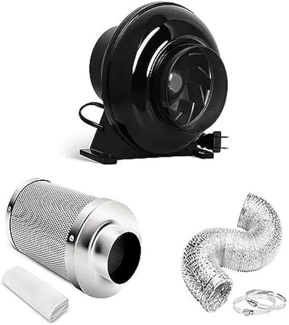 iPower 4 Inch 230 CFM Inline Fan Circulation Vent Blower Air Carbon Filter 8 ...