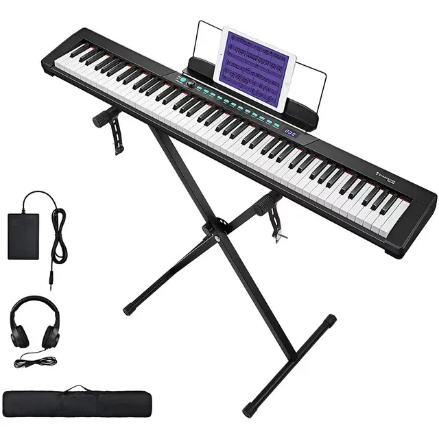 Starfavor 88-Key Portable Electronic Piano with Stand, Sustain Pedal & Carrying Case, Black,11 lb