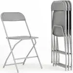 Flash Furniture Hercules Series Plastic Folding Chair - Grey - 4 Pack 650LB Weight Capacity Comfortable Event Chair-Lightweight Folding Chair