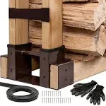 Tidyboss Outdoor Firewood Log Storage Rack | 2x4 Bracket kit | Dark Brown 