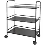 Richards Homewares 3 Tier Metal Rolling Cart with Wheels Black Utility Storage Cart, 23.6" x 12.5" x 30"