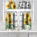 Sunflower Kitchen Curtains and Valances Rustic Wood Farmhouse Curtain Set 3Pcs