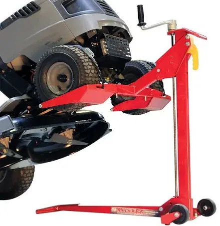 EZ Max - Riding Lawn Mower Lift, 450lb Lifting Capacity, Fits Most Residential & ZTR Mowers, Space-Saving Folding, Ideal for Mower Maintenance & Repair, Red