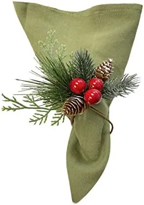 Christmas Collection Napkin Rings - Cloth Napkin Holder For Table Setting Eve...