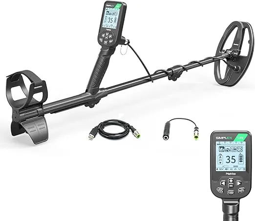 Nokta Simplex Lite Metal Detector with 9.5” Waterproof DD Search Coil, Vibration for Detecting Underwater, Beach and All Metal Search Modes