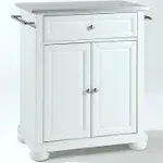 cuisine kitchen island with stainless steel top - White