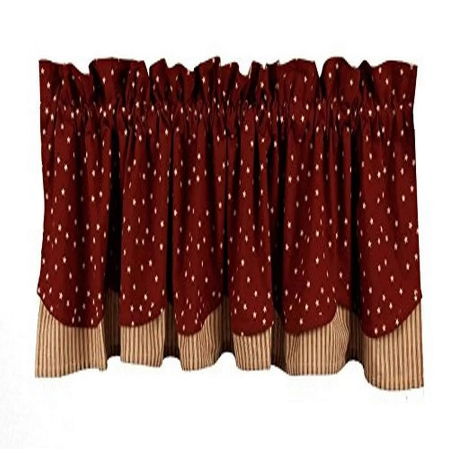 Home Collection by Raghu Salem Star Fairfield Valance, 72 by 15.5-Inch, Barn Red/Nutmeg