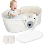 Baby Changing Basket Set of 3,Hand-Woven Moses Basket with Soft Pad &amp; Pillow