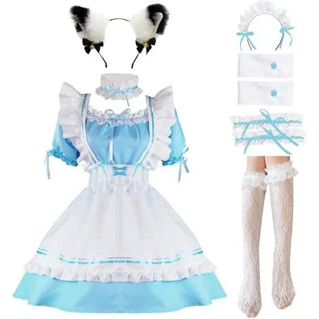 LISANEK Maid Outfit Anime Cosplay Lolita Maid Dress French Maid Costume Plush ca