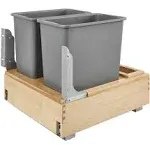 Double 30 Qt. Rev-A-Motion Bottom Mount Wood Pullout Waste Containers