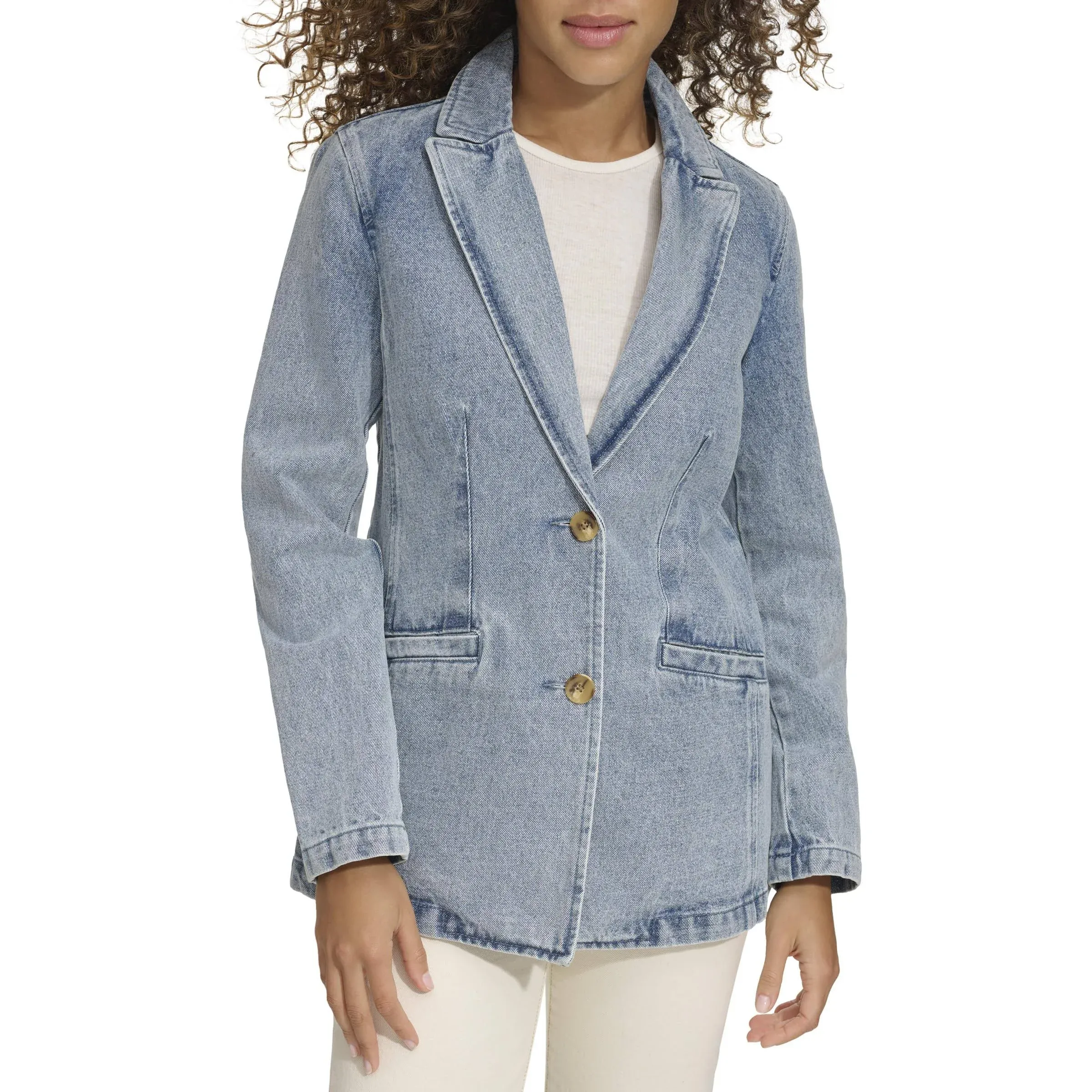 Levi's Women's Plus Size Denim Long-Sleeve Blazer Jacket - Blue - Casual Jackets