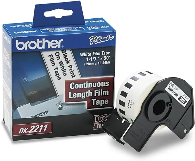 Brother Continuous Film Label Tape, 1.1" x 50 ft Roll, White