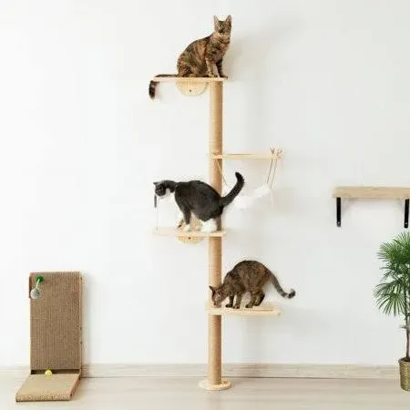 Promotion!wall Mounted Cat Scratching Post - Sisal Cat Scratcher Solid Wood Cat ...