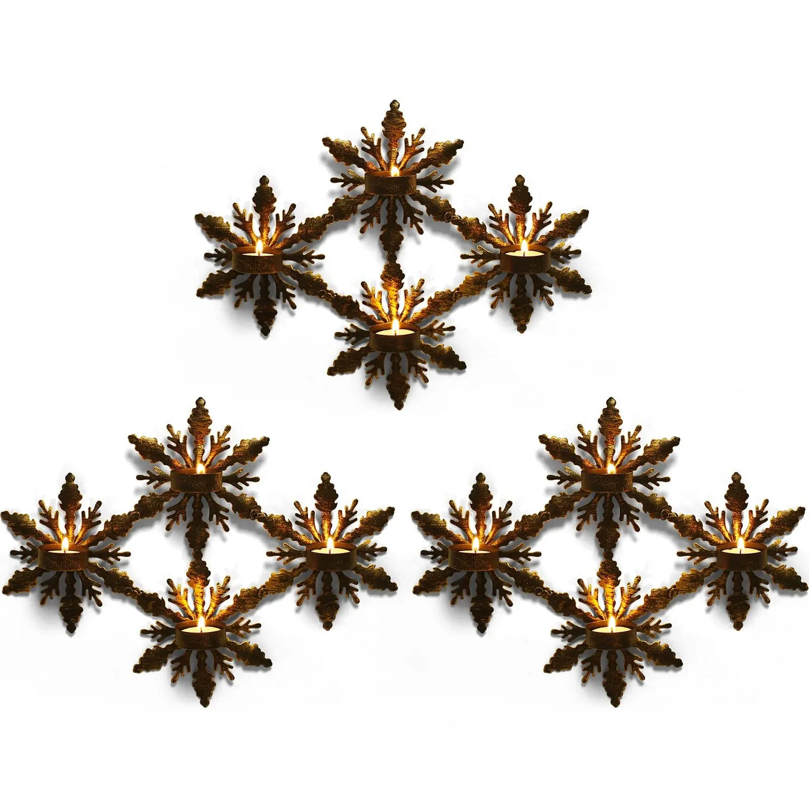 Wall Candle Sconces Set Of 3 Farmhouse Wall Candle Holder Decorative Snowflake D