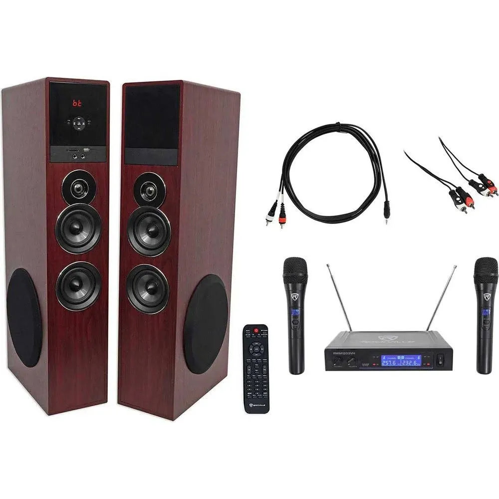 Rockville Bluetooth Home Theater/Karaok<wbr/>e Machine System w/(2) Subs+Wireless M...