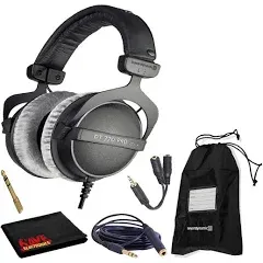 beyerdynamic DT 770 Pro 250 Ohm Closed-Back Studio Mixing Headphones Bundle -Includes- Soft Case, Headphone Splitter and Extension Cable, and 6AVE Cleaning Cloth