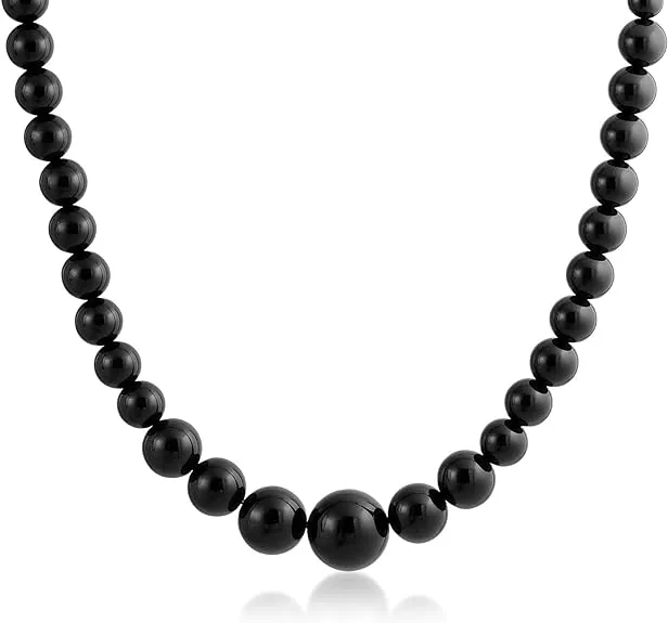 Genuine Created Gemstone Graduated Bead Ball Strand Necklace 16-18” Stone12-16MM