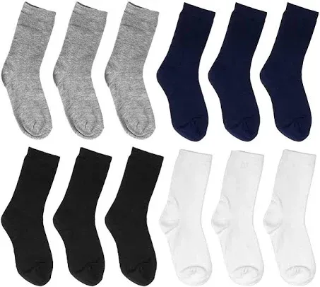 Falari 12-Pack Girl Toddler Kids Cotton Crew Socks