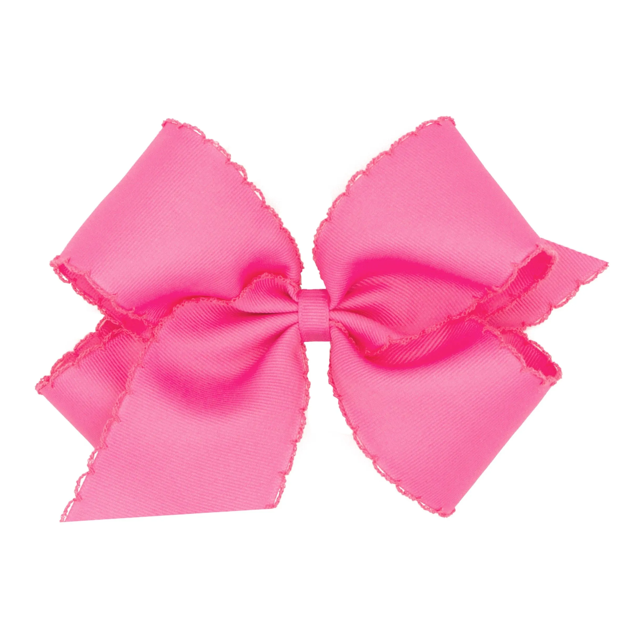 Wee Ones King Grosgrain Girls Hair Bow with Matching Moonstitch Edge, Hot Pink