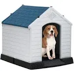 FDW Dog House Indoor Outdoor Durable Ventilate Waterproof Pet Plastic Dog House for Small Medium Large Dogs Insulated Puppy Shelter Kennel Crate with Air Vents and Elevated Floor