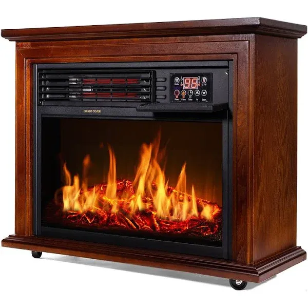 Xtremepowerus Infrared Quartz Electric Fireplace Heater Finish with Remote