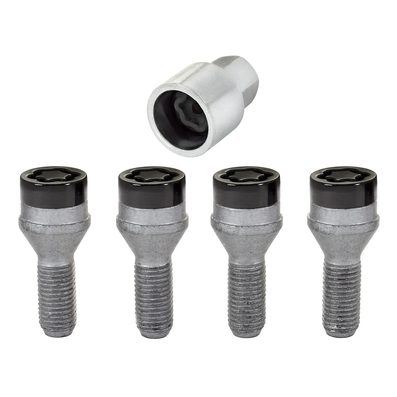 MCGARD 27361 Black Bolt Style Cone Seat Wheel Lock Set (M12 x 1.25 Thread Size) - Set of 4