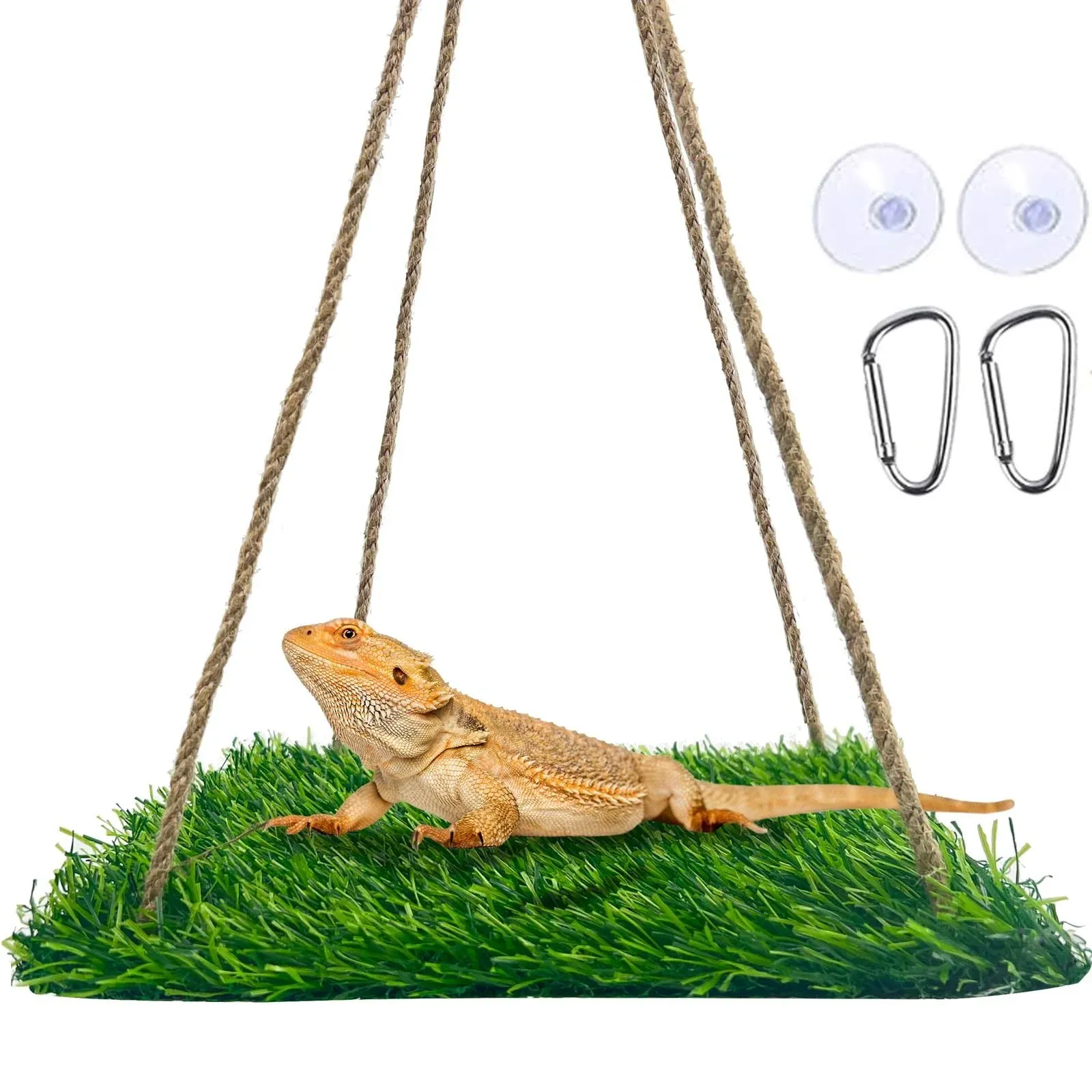 FlidRunest Large Green Bearded Dragon Hammock, Soft Bearded Dragon Hammock Swing Bed, Reptile Lounger Terrarium Hanging Hammock for Hermit Crab,