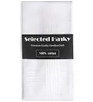 Men&#039;s Handkerchiefs1<wbr/>00% Soft CottonWhite Classic Hankie Pack of 12