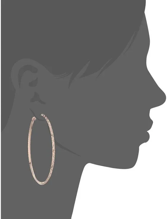 GUESS "Basic" Rose Gold Large Diamond Cut Hoop Earrings